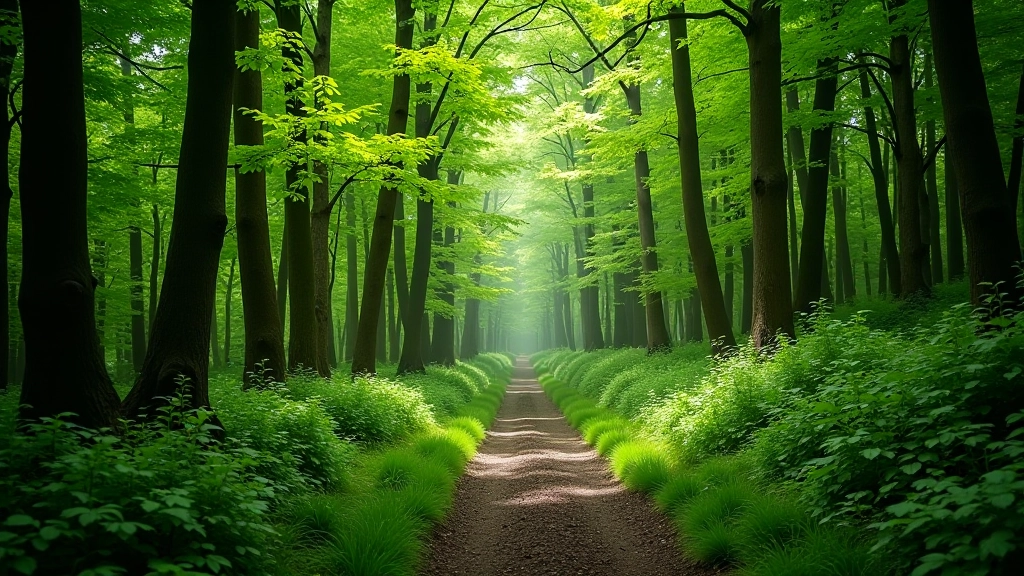 Peaceful forest path through ancient woodland trees at Tollymore Mountain Park