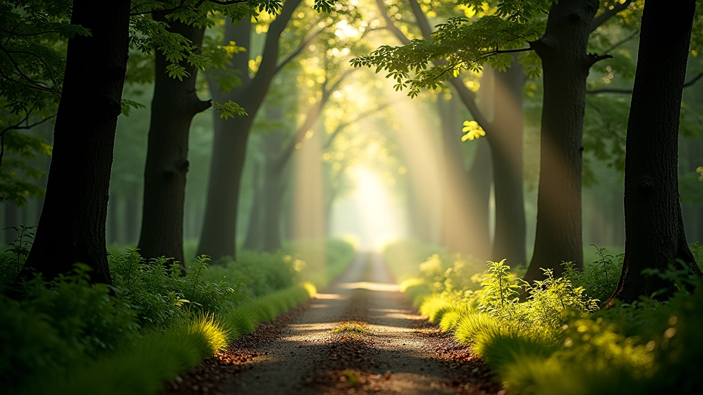 Serene forest path through ancient woodland at Tollymore Mountain Park